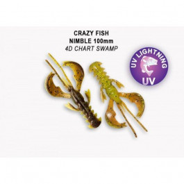 Crazy Fish Nimble 4" / 4d Chartreuse bog / кальмар / 5pcs (43-100-4d-6)
