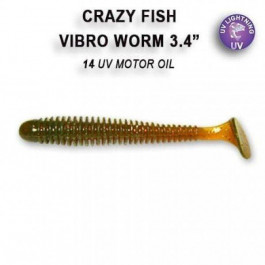 Crazy Fish Vibro Worm 3.4" / 14 UV Motor Oil