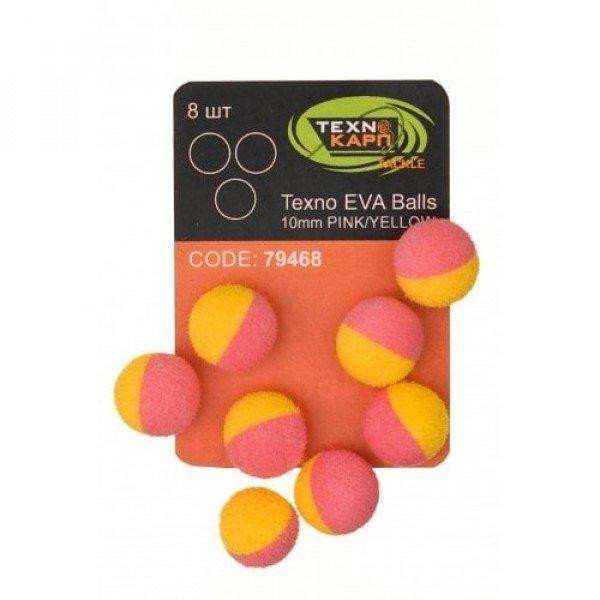 ТехноКарп Искус. приманка Texno EVA Balls / pink-yellow / 10mm / 8pcs - зображення 1