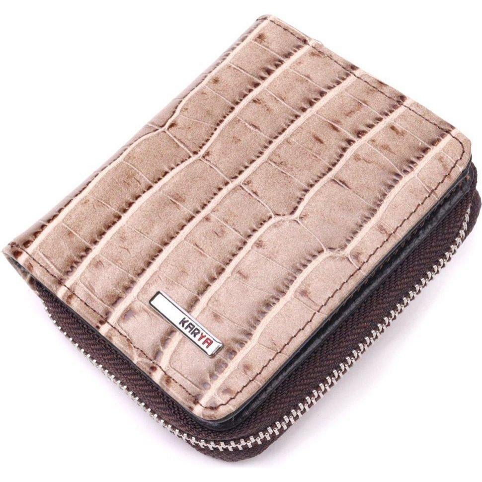 Vintage Жіночий гаманець бежевий з натуральної шкіри з тисненням під крокодила KARYA (2421413) - зображення 1