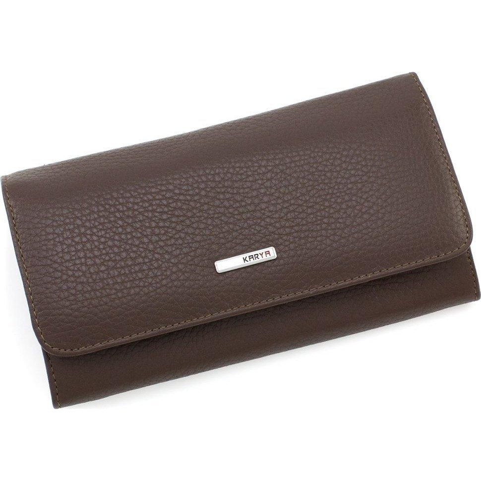 Karya Класичний жіночий гаманець коричневого кольору з натуральної шкіри  (55954) - зображення 1