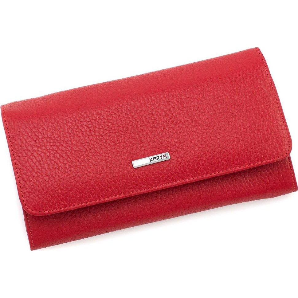 Karya Класичний великий жіночий гаманець червоного кольору з фактурної шкіри  (55953) - зображення 1