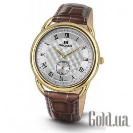 Seculus 4483.2.1069 pvd-y, white dial, brown leather