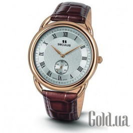 Seculus 4483.2.1069 pvd-r case, white dial, brown leather
