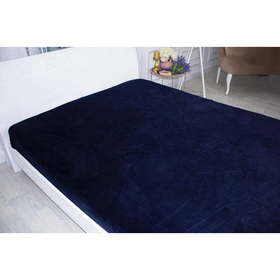 MirSon Простирадло на резинці Велюр Winter Frost 28-0006 Navy blue Velvet  180х200 см (2200003999983) - зображення 1