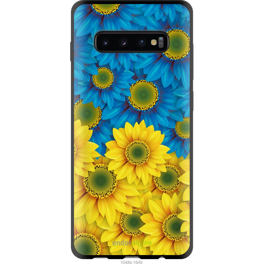 Endorphone TPU чорний чохол на Samsung Galaxy S10 Plus Жовто-блакитні квіти 1048b-1649-38754 - зображення 1