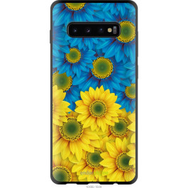 Endorphone TPU чорний чохол на Samsung Galaxy S10 Plus Жовто-блакитні квіти 1048b-1649-38754