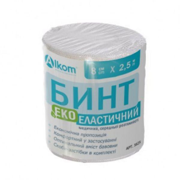 Алком Бинт ЕКО еластичний медичний середньої розтяжності 8 см * 8 м - зображення 1