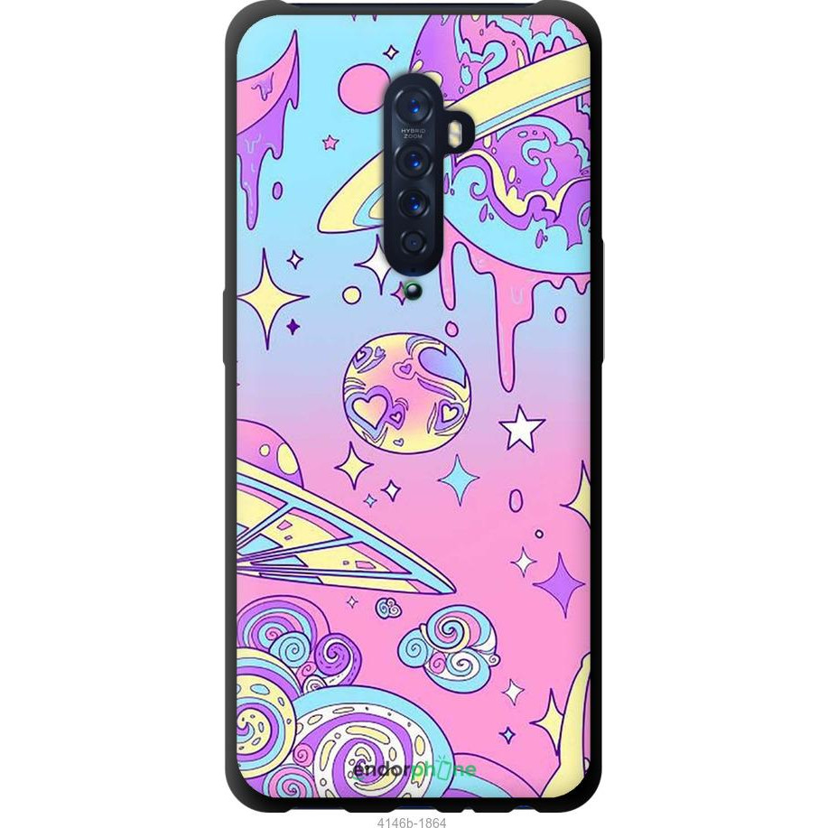 Endorphone TPU чорний чохол на Oppo Reno 2 Рожева галактика 4146b-1864-38754 - зображення 1