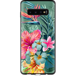 Endorphone TPU чорний чохол на Samsung Galaxy S10 Plus Тропічні квіти v1 4667b-1649-38754