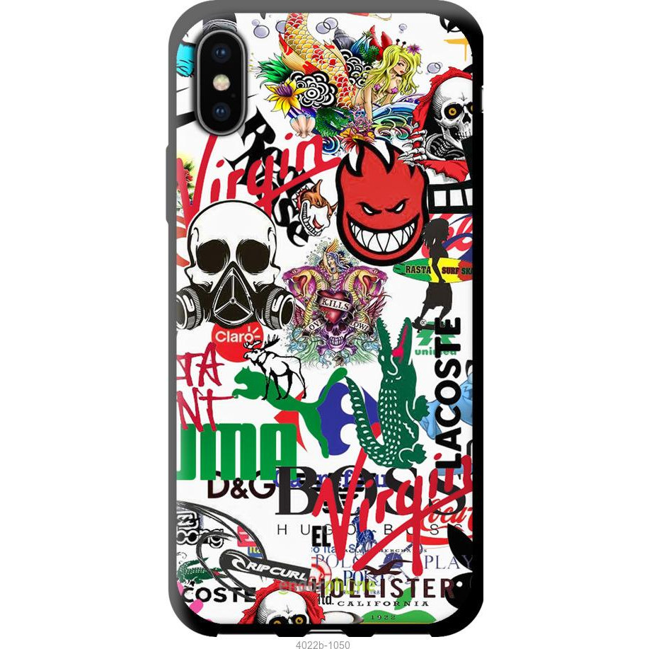 Endorphone TPU чорний чохол на Apple iPhone X Many different logos 4022b-1050-38754 - зображення 1