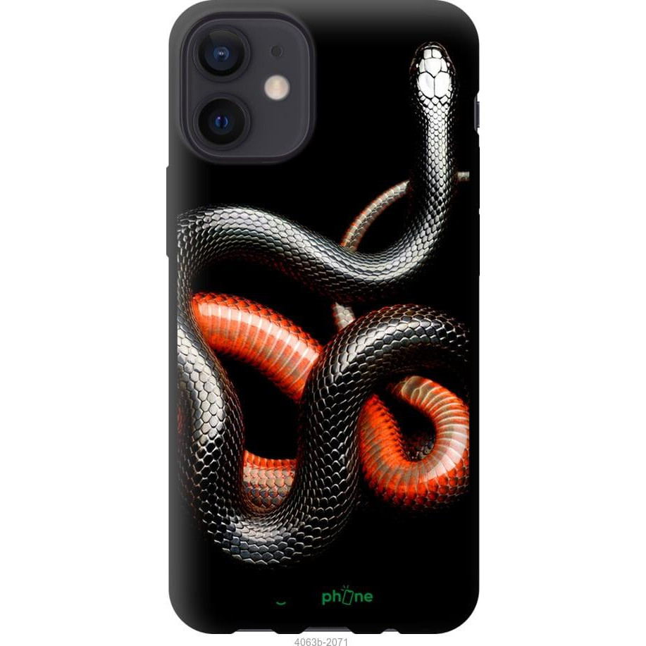 Endorphone TPU чорний чохол на Apple iPhone 12 Mini Червоно-чорна змія на чорному фоні 4063b-2071-38754 - зображення 1