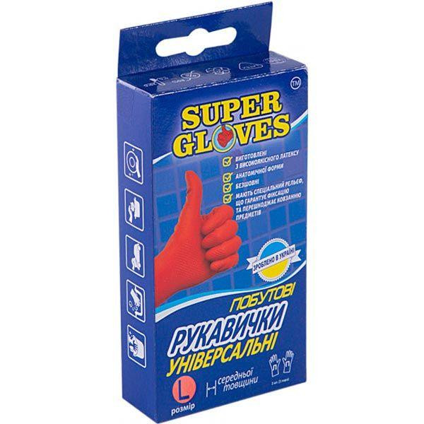 Super Gloves Перчатки резиновые универсальные стандартные р. L 1 пар/уп. оранжевые (4823060806865) - зображення 1