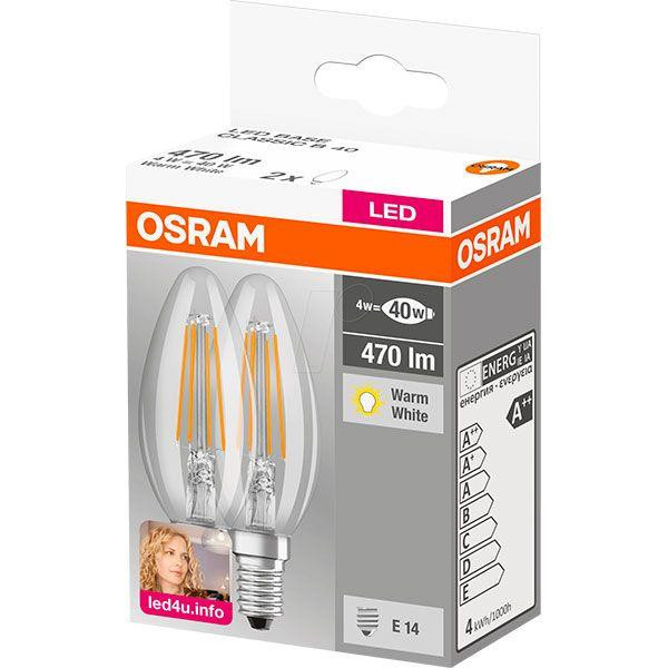 Osram LED Filament Classic B40 4W E14 2700K CL набор 2 шт (4052899972032) - зображення 1