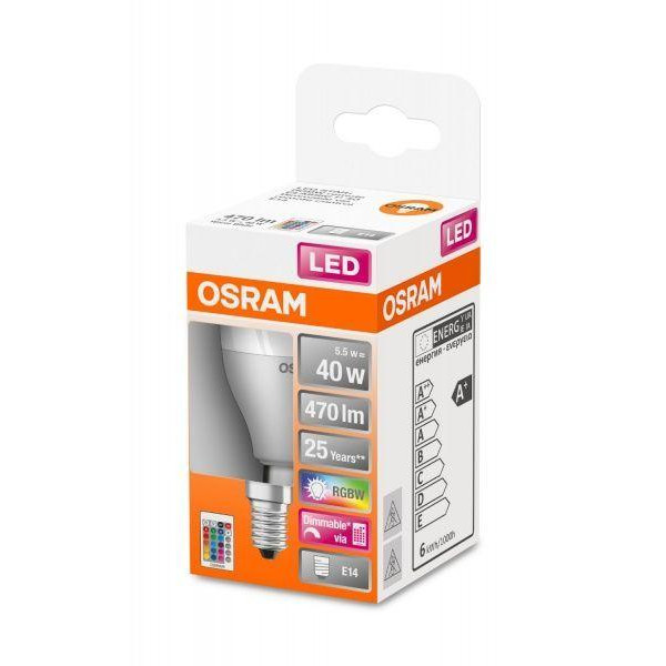 Osram LED STAR Е14 5.5-40W 2700K+RGB 220V Р45 пульт ДУ (4058075430877) - зображення 1