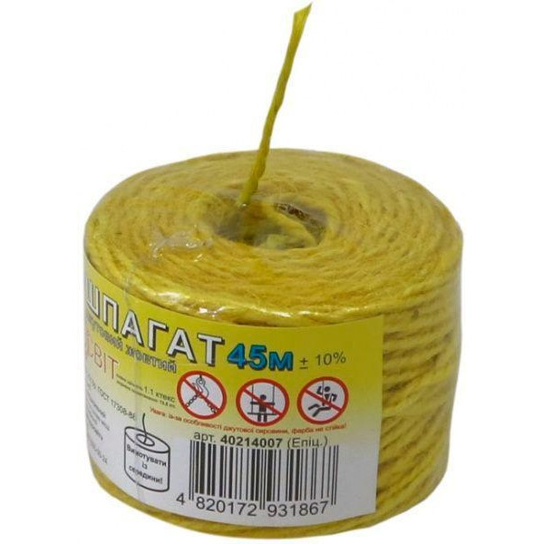 Радосвіт Шпагат джутовый 1.4 мм 45 м желтый 0,05 кг (4820172931867) - зображення 1