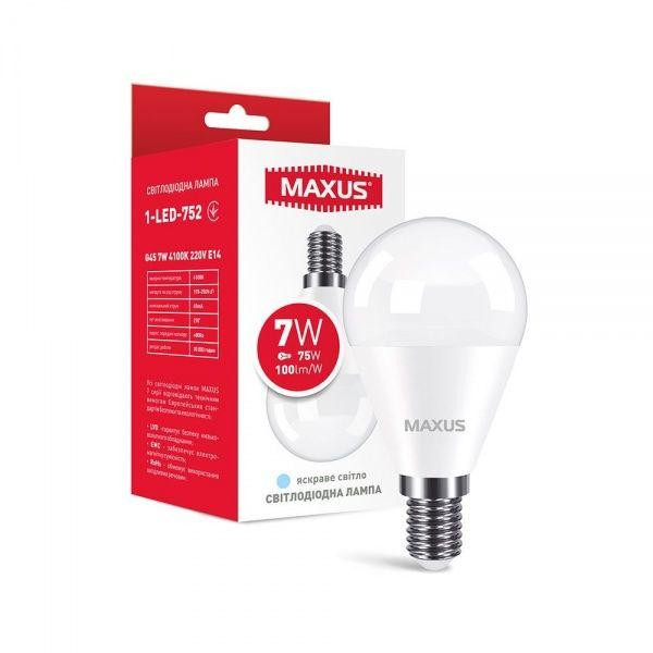 MAXUS LED 7W G45 E14 220V 4100K (1-LED-752) - зображення 1