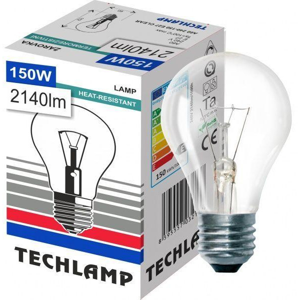 Techlamp Лампа накаливания A60 150 Вт E27 230 В прозрачная (8595557032137) - зображення 1