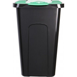 Keeeper Контейнер для сміття з кришкою 365x370x555 мм 50 л чорний з зеленим 905303 (4052396035896)