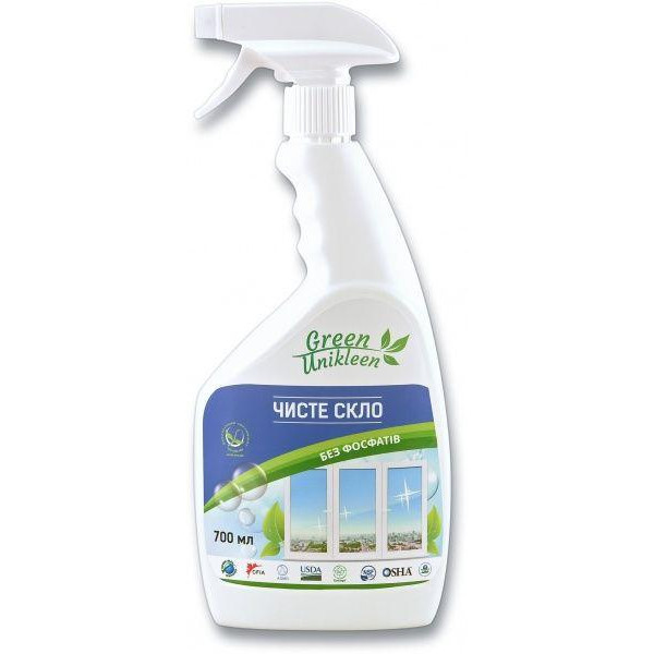 Green Unikleen Органическое средство для мытья окон и стекла Чистое стекло 0.7 л (0103075) - зображення 1