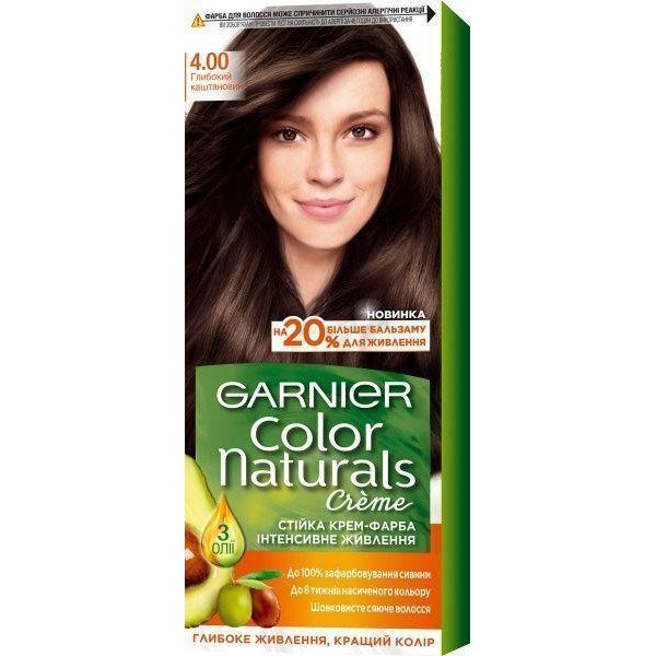Garnier Краска для волос  Color Naturals Creme с 3-мя маслами 4.00 Глубокий каштановый (3600542021784) - зображення 1