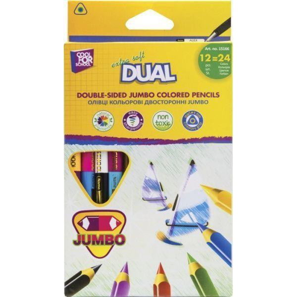 Cool For School Карандаши цветные Dual Jumbo Extra Soft двухсторонние 12 шт 24 цвета (CF15166) - зображення 1