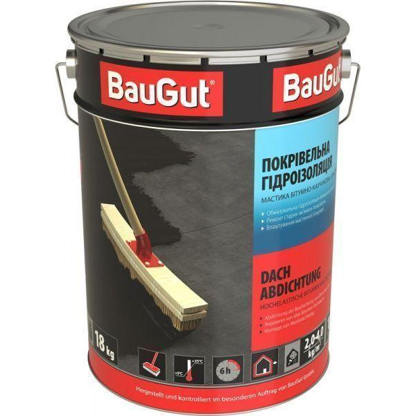 BauGut Мастика бітумно-каучукова покрівельна гідроізоляція 18 кг - зображення 1