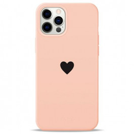 Pump Silicone Minimalistic Case for iPhone 12/12 Pro Black Heart in Pink (PMSLMN12(6.1)-6/259)