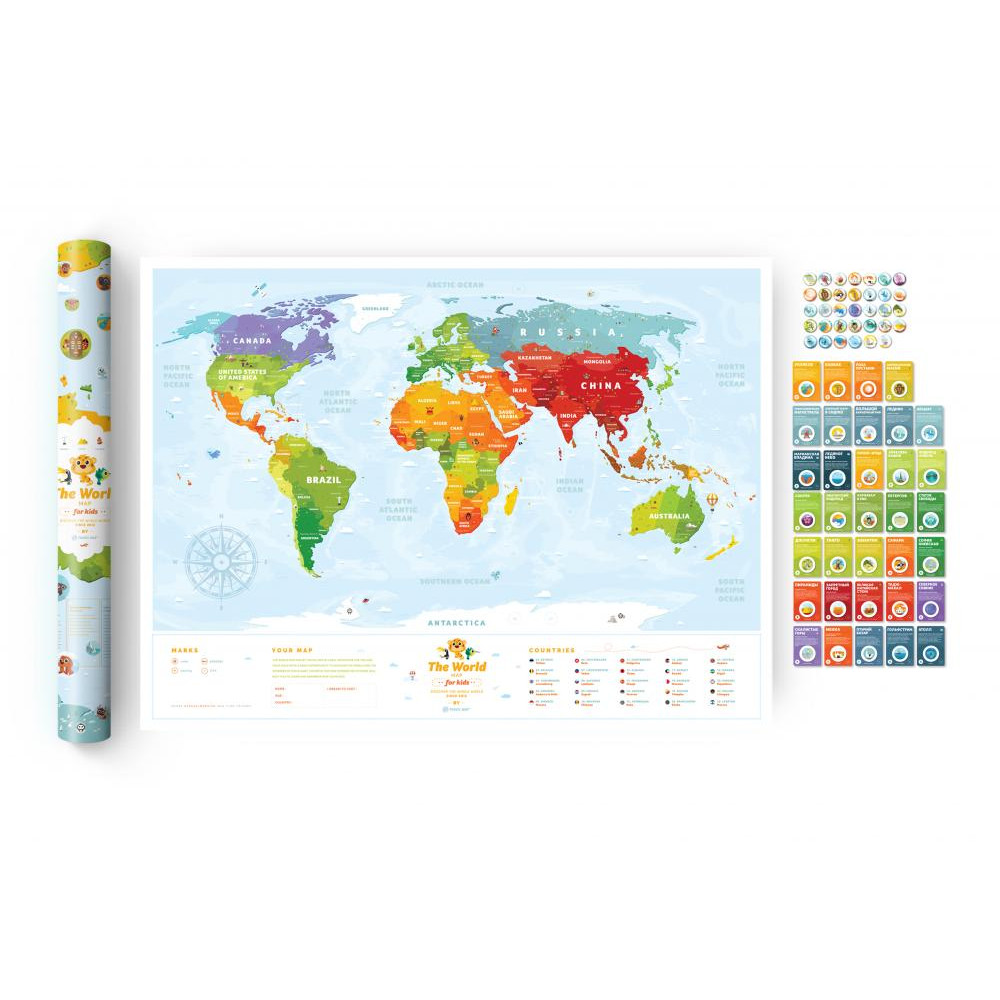 1dea.me Скретч карта мира для детей Travel Map Kids Sights KS (4820191130043) - зображення 1