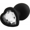 GYQ Silicone Jewelled Butt Plug Heart Small, черная (7770001188016) - зображення 1
