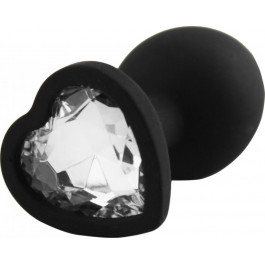 GYQ Silicone Jewelled Butt Plug Heart Small, черная (7770001188016)