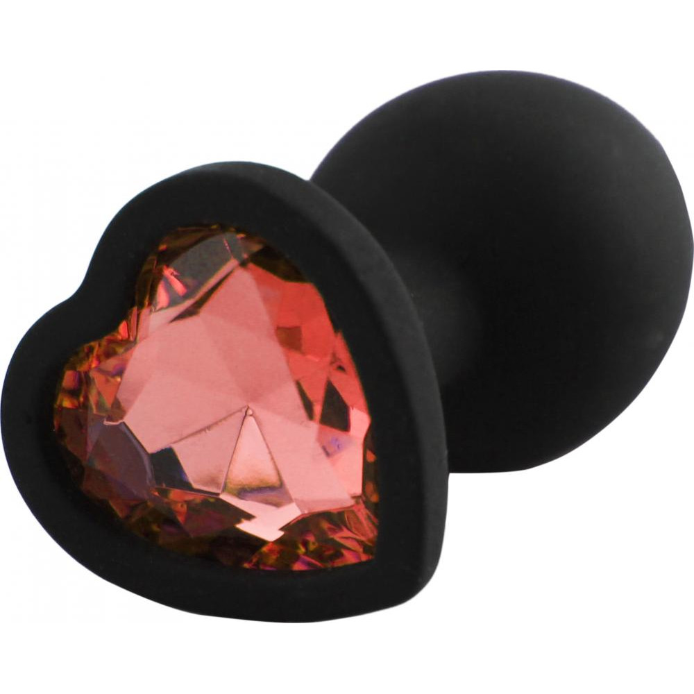 GYQ Silicone Jewelled Butt Plug Heart Small, черная (7770000188055) - зображення 1