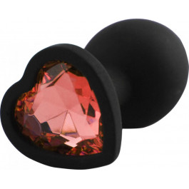 GYQ Silicone Jewelled Butt Plug Heart Small, черная (7770000188055)
