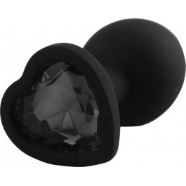 GYQ Silicone Jewelled Butt Plug Heart Small, черная (7770000187997)