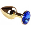Slash Анальная пробка с синим кристаллом SWAROVSKI Gold Sapphire Small, золотая (2000000050713) - зображення 1
