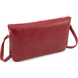 Grande Pelle Женский кожаный клатч красного цвета с плечевым ремешком  (13000)
