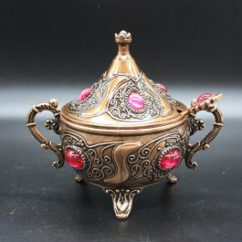 Acar Турецька цукорниця з ложкою колір мідний (рожевий камінь) (15444)