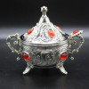 Acar Турецька цукорниця з ложкою колір сріблястий (червоний камінь) (15451) - зображення 1