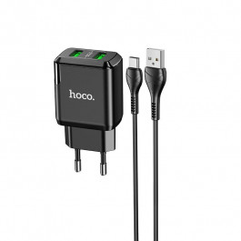 Hoco N6 Charmer dual port + USB Type-C Black