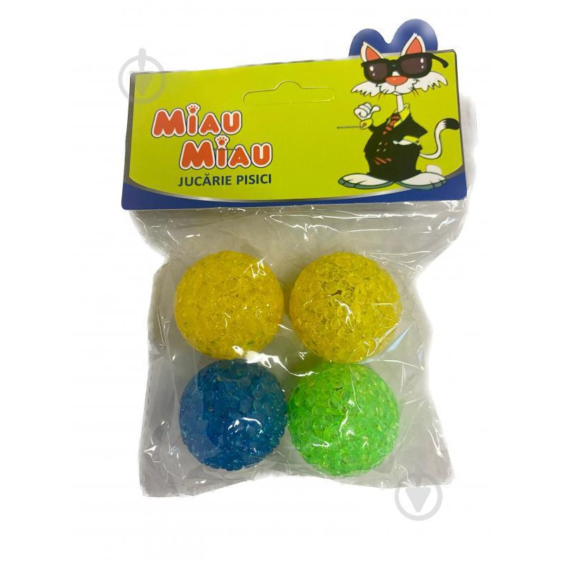 4Dog Набір іграшок MIAU MIAU м'ячі пластикові 4 шт. HL25 (5949060205602) - зображення 1