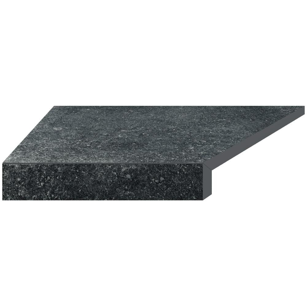 AQUAVIVA Кутовий Г-подібний елемент бортової плитки  Granito Black, 595x345x50(20) мм (лівий/45°) - зображення 1