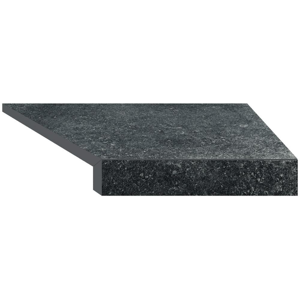 AQUAVIVA Кутовий Г-подібний елемент бортової плитки  Granito Black, 595x345x50(20) мм (правий/45°) - зображення 1
