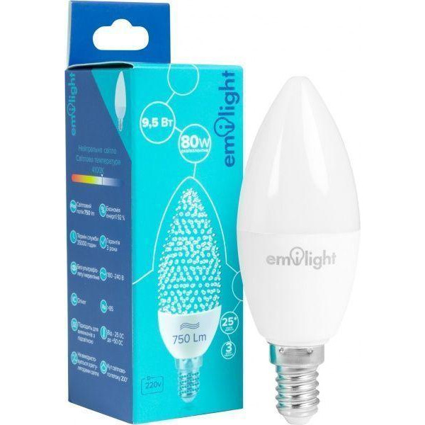 Emilight LED 9,5 Вт C37 матовая E14 220 В 4100 К (6983850558003) - зображення 1