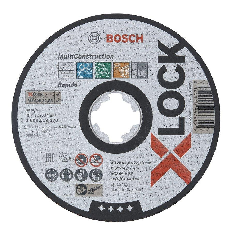 Bosch Круг відрізний Bosch X-Lock Multi Material O125x1,6x22,23мм Rapido - зображення 1