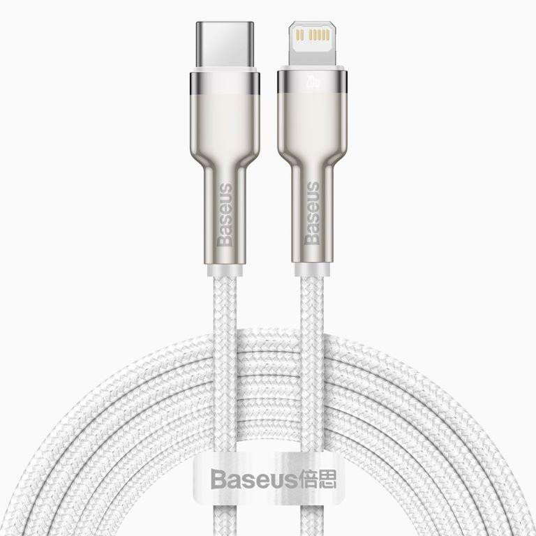Baseus Lightning to USB Type-C Cafule Metal Data Cable PD 2m White (CATLJK-B02) - зображення 1