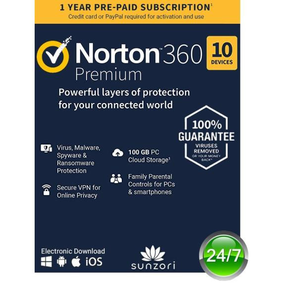 Norton 360 Premium 75GB для 10 ПК на 1 год ESD-эл. ключ в конверте (21409567) - зображення 1