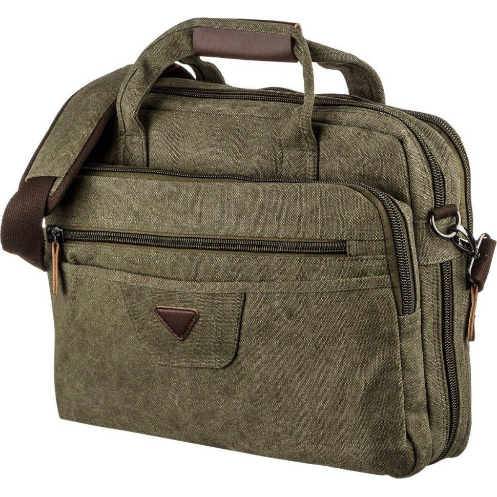 Vintage Горизонтальна текстильна сумка для ноутбука зеленого кольору  (20185) - зображення 1