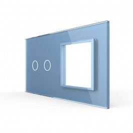Livolo Сенсорная панель выключателя 2 сенсора 1 розетка (2-0) голубой стекло (C7-C2/SR-19)