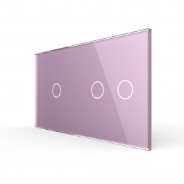 Livolo Сенсорная панель для выключателя 3 сенсора (1-2) розовый стекло (C7-C1/C2-17)