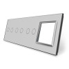 Livolo Сенсорная панель выключателя 6 сенсоров и розетку (2-2-2-0) серый стекло (VL-P702/02/02/E-8I) - зображення 1